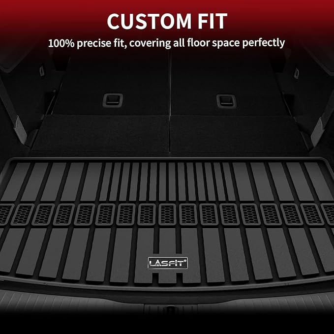 LASFIT Trunk Mat for Jeep Grand Cherokee L 2021-2025 6 Seaters and 7 Seaters All Weather TPE Custom Fit Cargo Mat Trunk Liner Cargo Liner, Black