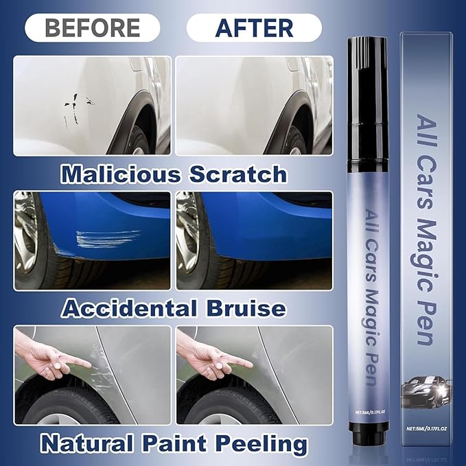 Magic Car Scratch Removal Pen (2Packs) - Quick Repair Kit for All Cars Paint Scratches, Chip & Scuff Remover, Easy 3-Step Touch Up Pen, Waterproof & UV Resistant for All Vehicle Colors