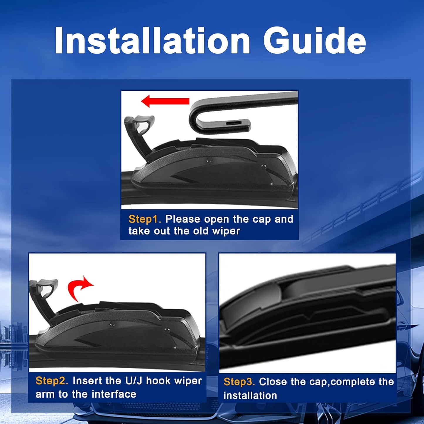 Windshield Wiper Blades Replacement for Acura MDX 2007 2008 2009 2010 2011 2012 2013 Original Factory Quality Front Rear Wipers Blade Set for Car - 26" 21" 12" (Piece of 3)