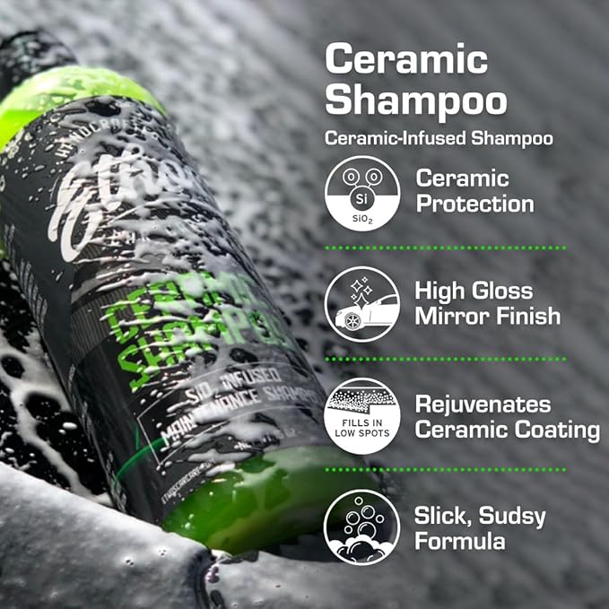 Ceramic Car Shampoo - Car Wash For Ceramic Coatings - Car Wash Soap - Adds Hydrophobic Protection | Enhances Coatings, Waxes Or Sealants | Incredible Shine