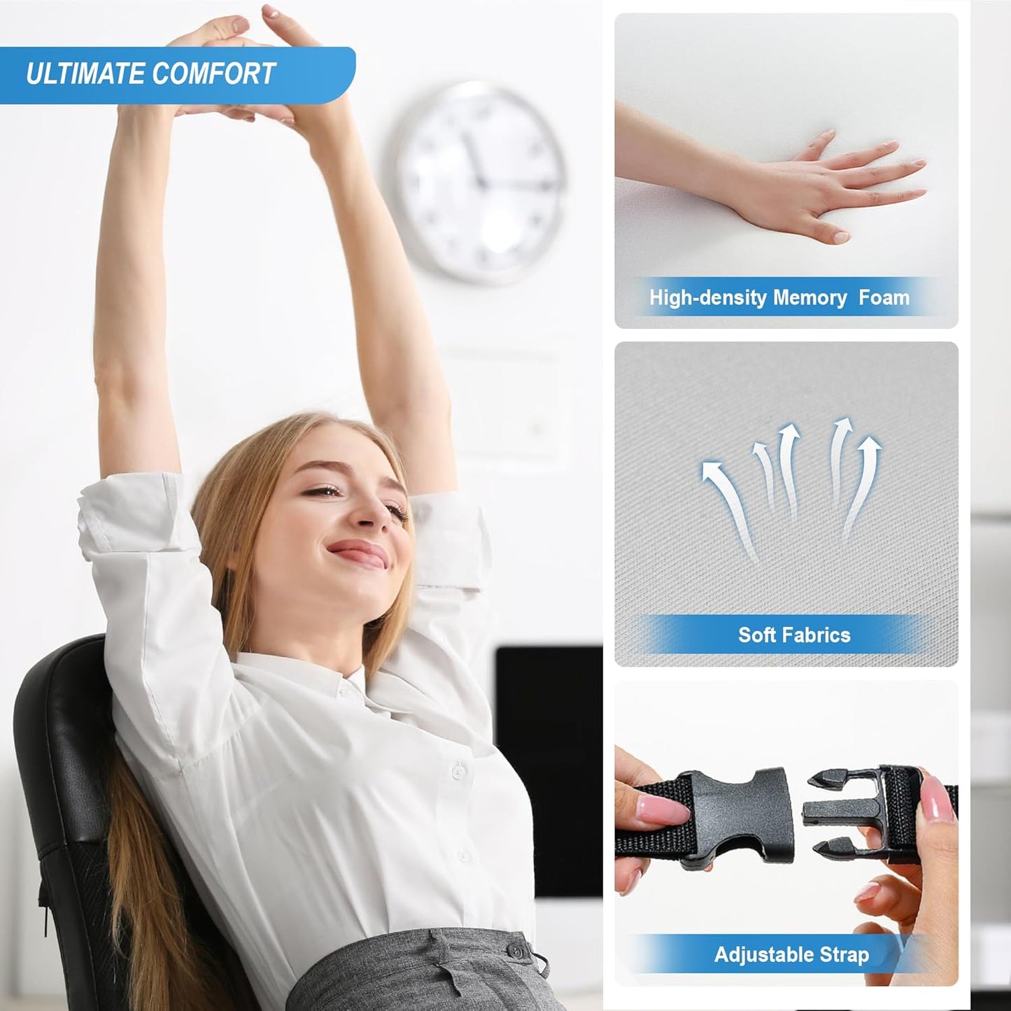 Lumbar Support Pillow for Car, Memory Foam Lumbar Pillow for Lower Back Pain Relief - Back Cushion for Driving, Chair Support for Car-Office Chair, Wheelchair - Matte Gray