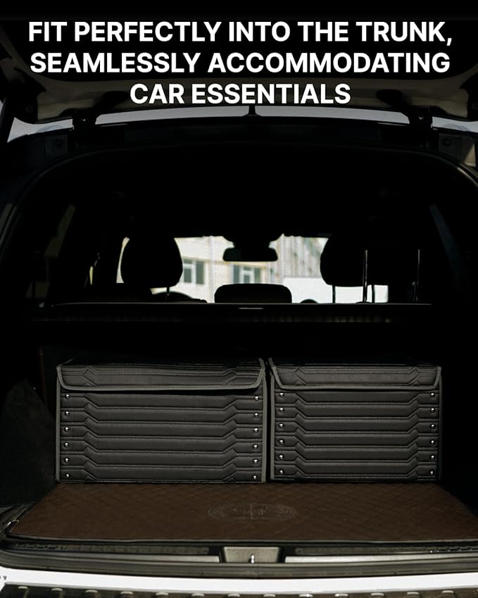 Owleys Car Trunk Organizer For Shoes - Storage Crate For SUV, Sedan Or Truck - Foldable Cargo Bin For Travel Gear & Sports Kits - Practical Holiday Gifts For Drivers (Highway 21.6 inch)