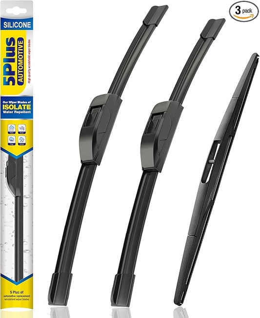 5 PLUS® Silicone Windshield Wipers Replacement for 2016 2017 2018 2019 2020 2021 2022 HONDA Pilot Wiper Blades(Set of 3),Automotive Replacement Windshield Wiper Blades For My Car-26"/24"/14"