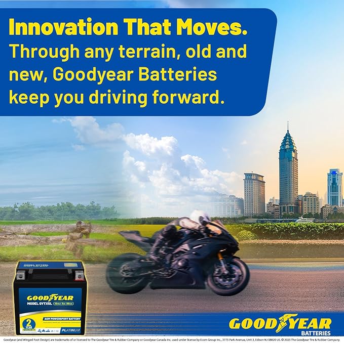 Goodyear GYTX5L - 12 Volt 5 AH, 80 CCA, Rechargeable High-Performance, Maintenance Free, SLA - AGM Battery for Motorcycle, ATV, UTV, 4-Wheeler, Snowmobile, Watercraft and more!
