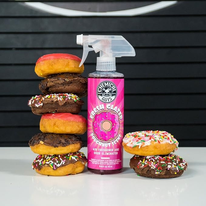 Chemical Guys AIR23304 Fresh Glazed Doughnut Scent Premium Air Freshener and Odor Eliminator, (Great for Cars, Trucks, SUVs, RVs, Home, Office, Dorm Room & More) 4 fl oz