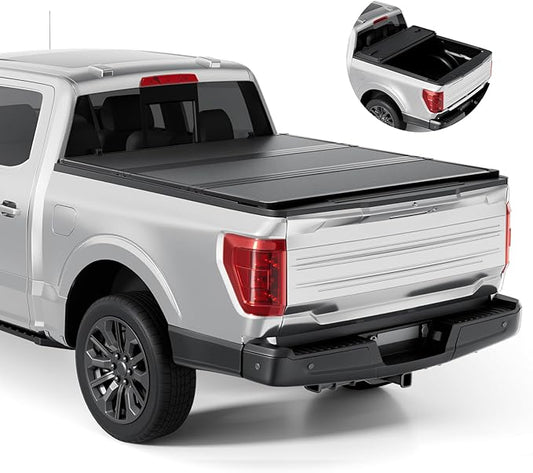FRP Hard Tri-fold Tonneau Cover Fold Truck Bed Covers Compatible with 2015-2026 Ford F150 | F150 Lightning 5' 5" Bed (66")