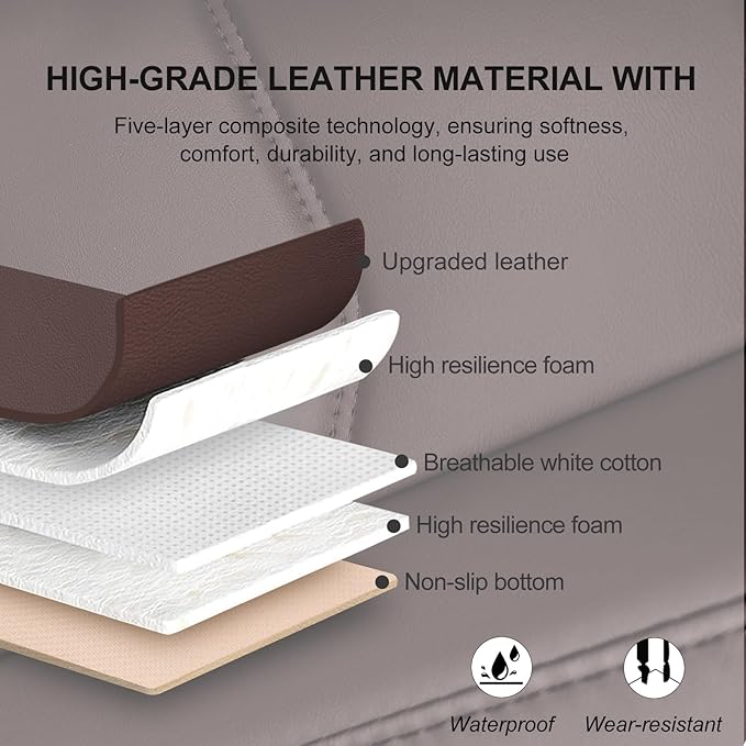 Car Seat Cover for Luxury & Comfort - PU Leather, Anti-Slip, Full Wrap Protection with Storage Pocket for Bottom Cushion - Universal Fit for 95% of Vehicles (Coffee Color,2 Piece)