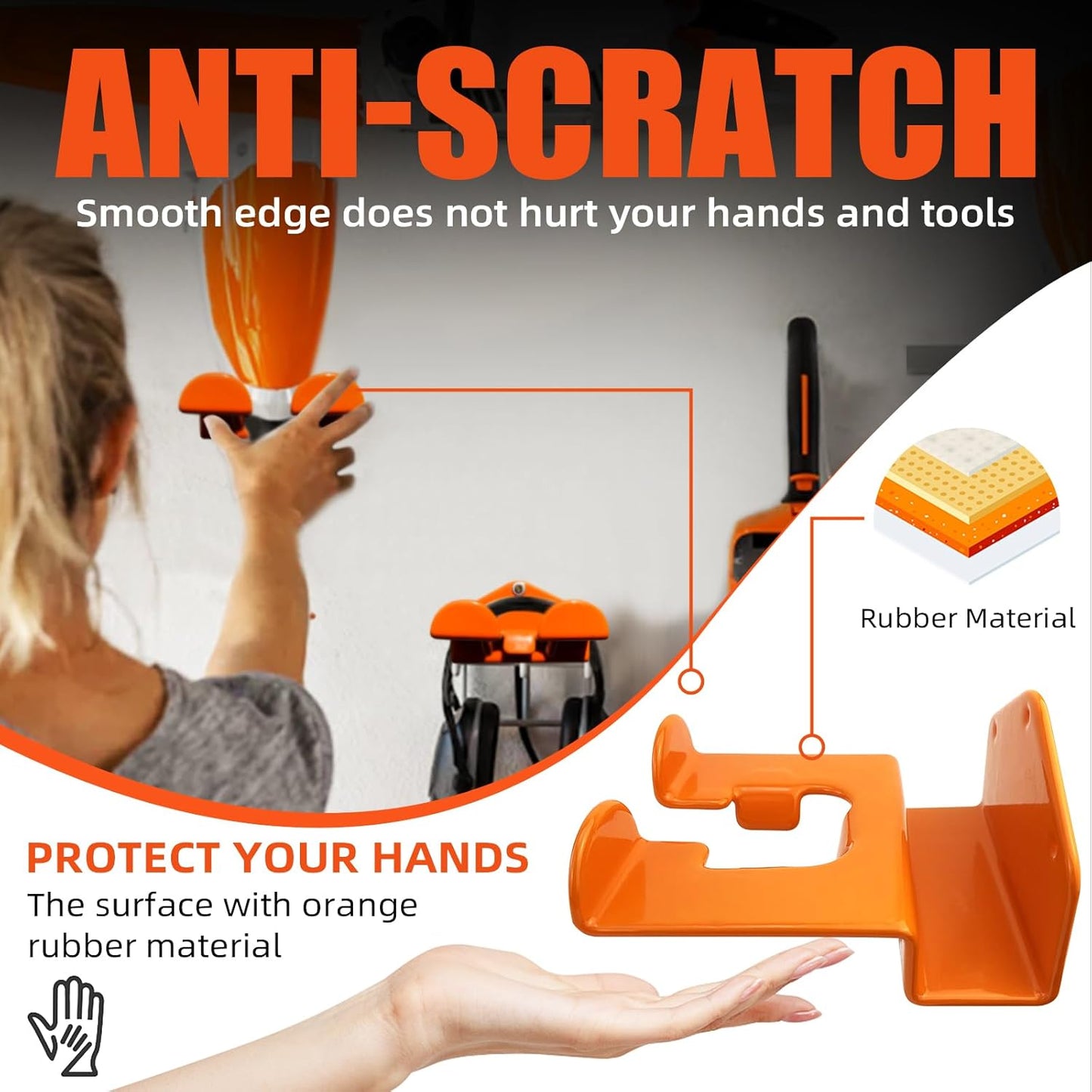 Weedeater Hanger, 3 Pack Weed Eater Hanger for Wall, Heavy Duty Weed Wacker Hooks for Garage, Garage Organization Storage Shed Organizer Mounted Trimmer Rack