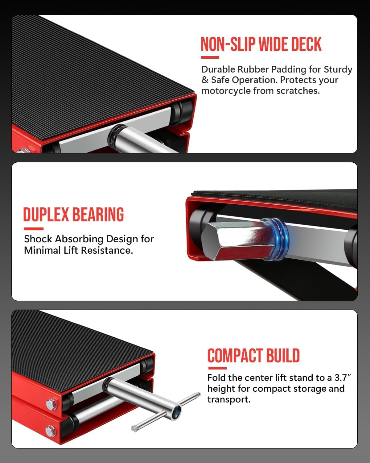 Heavy Duty 1100LBS Motorcycle Scissor Lift Jack with Dolly Wheels, Hand Crank & Non-Slip Platform - Adjustable Bike Lift Stand for Cruiser, Dirt Bike, ATV - Foldable,Garage Repair Equipment