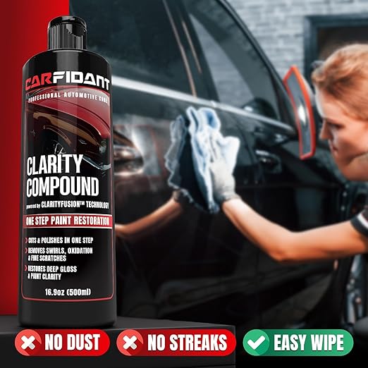 Clarity Compound - Polishing & Cutting Compound for Cars with ClarityFusion Technology - One Step Scratch Remover for Clear Coat & Paint Restoration - Removes Scratches, Swirls & Oxidation - 16 oz