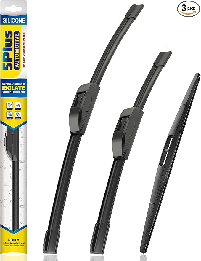 5 PLUS® Silicone Windshield Wipers Replacement for 2009-2020 HONDA Fit Wiper Blades(Set of 3),Automotive Replacement Windshield Wiper Blades For My Car-28"/14"/14"