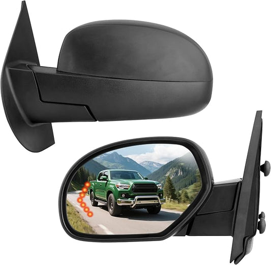 DWVO Towing Mirrors Compatible with 2007-2013 Chevy Silverado GMC Sierra 1500, 2007-2014 Suburban Yukon XL 1500 Tow Mirror, Power Heated Adjustable with LED Arrow Turn Signal Side Mirrors Pair