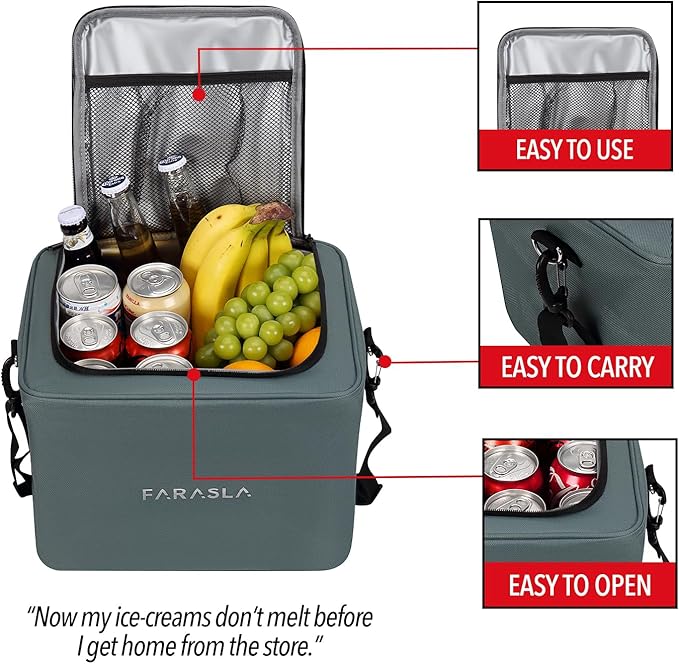 Farasla Waterproof Trunk Organizer with Insulated Leakproof Cooler Bag, Foldable Cover, Adjustable Securing Straps (4-in-1 w/Cooler, Gray)
