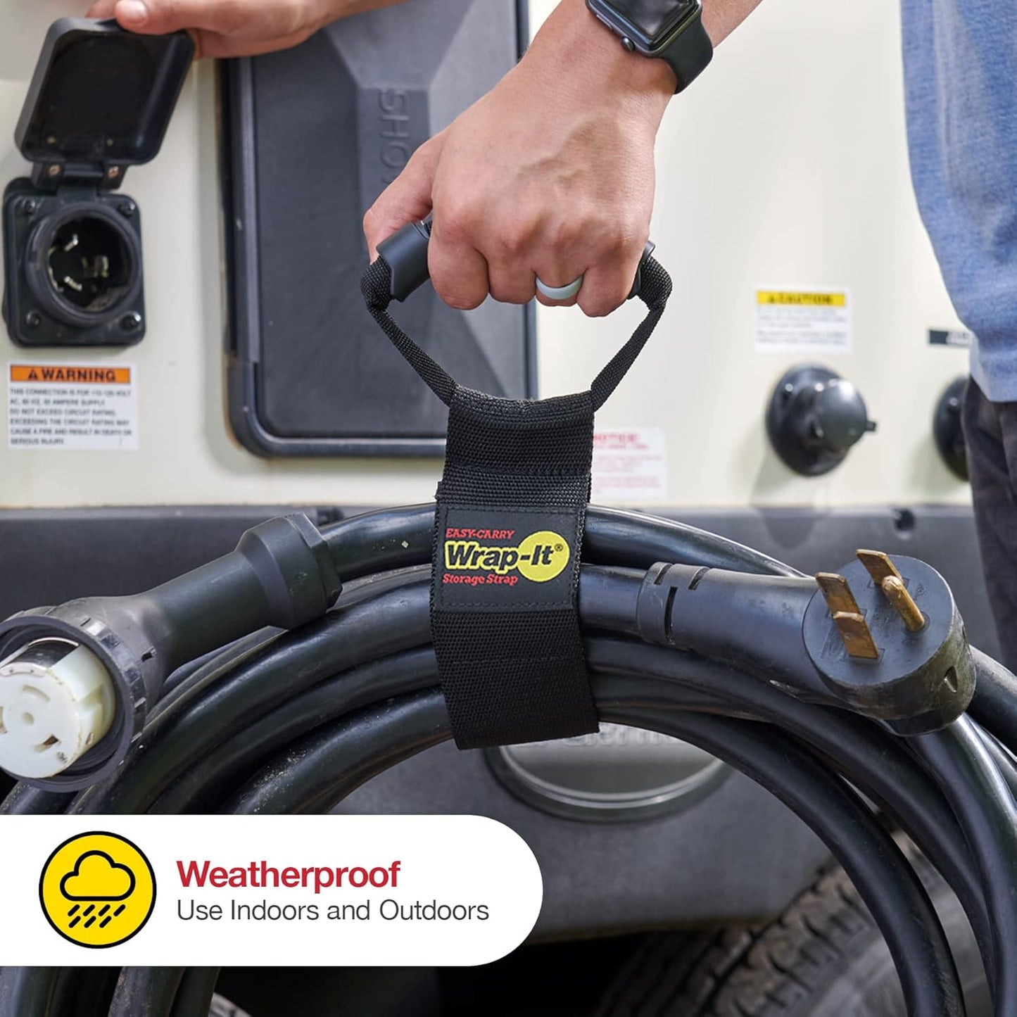 Easy-Carry Wrap-It Storage Straps - 22” (2-Pack) – Heavy-Duty Hook and Loop Cord Carrying Strap, Hanger, and Organizer with Handle for Pool Hoses, Garden Hoses, Cords, Cables and More