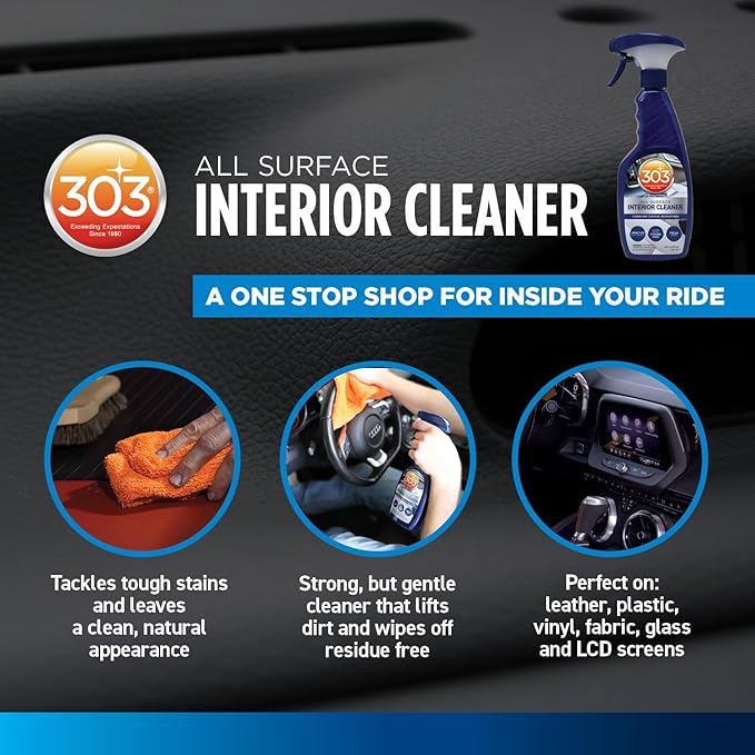 303 Products Interior Cleaner - Easily Cleans Any Surface, Residue Free - Great for Use on Touch Screens, Including LCD - Cleans Glass Streak Free, 16 fl. oz. (30588)