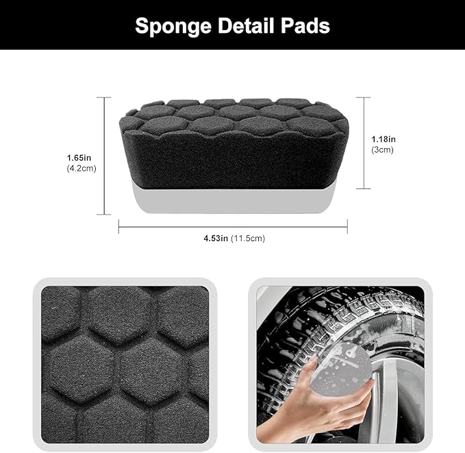 9-Piece Car Cleaning Kit, Including Wheel Cleaning Brush, Microfiber Cleaning Cloth, Soft Bristle Rim Brush, Tire Shine Applicator Pad, and Complete Car Detailing Tools