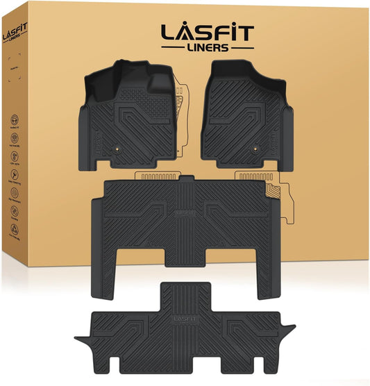 LASFIT Floor Mats Fit for Chrysler Town & Country 2008-2016/Dodge Grand Caravan 2008-2020, All Weather TPE Fit Floor Liner for Chrysler Town & Country & Dodge Grand Caravan 3 Row Car Mats, Black