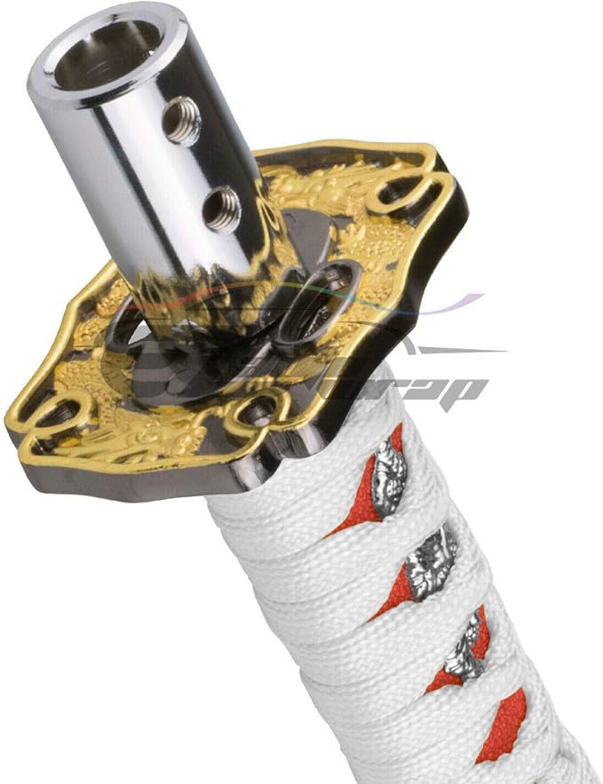 EZAUTO WRAP 10cm White Red Shift Knob Samurai Sword Alloy Katana with Adapter Universal