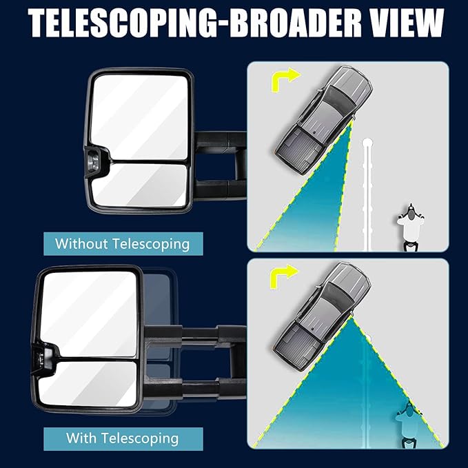 AERDM Towing Mirrors Compatible with Ford F150 2004 2005 2006 2007 2008 2009 2010 2011 12 13 2014 Power Heated with Smoke Signal and Puddle Light Tow Mirrors Pair set Pickup Truck Tow Mirrors Pair set