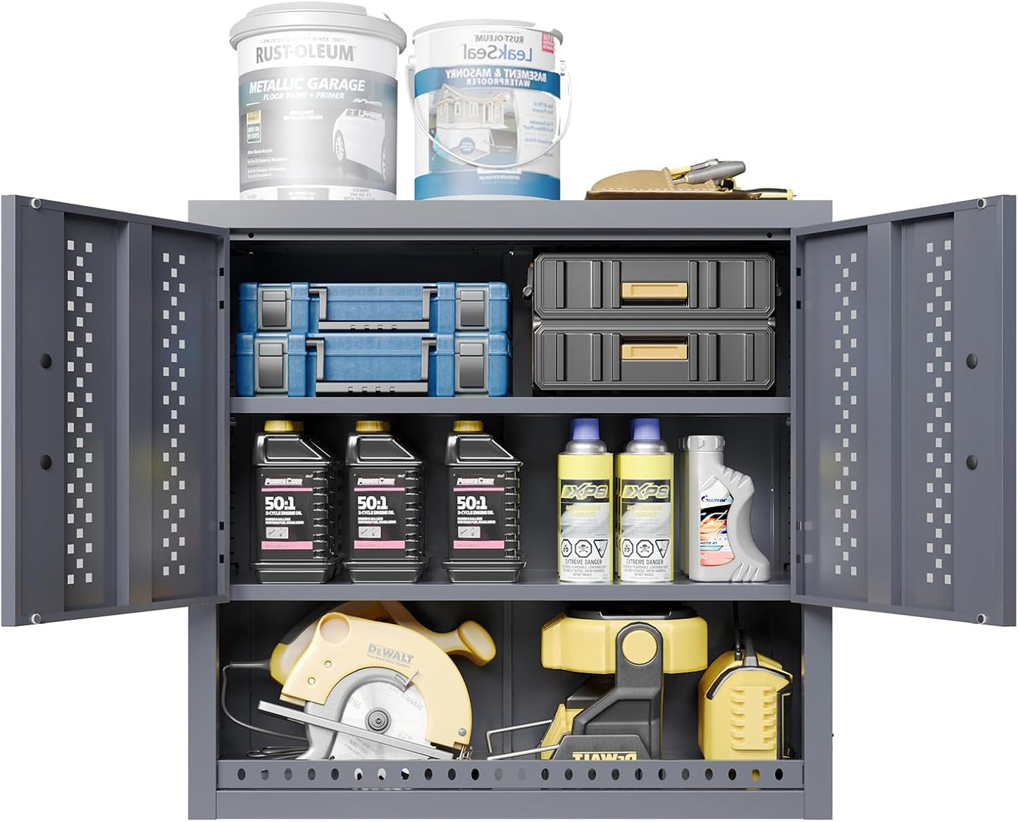 Metal Wall Storage Cabinet with Adjustable Shelf Steel Wall Mounted Garage Storage Cabinet with Doors for Basement Utility Room Warehouse Kitchen