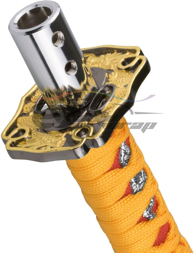 EZAUTO WRAP 10cm Orange Red Shift Knob Samurai Sword Alloy Katana with Adapter Universal
