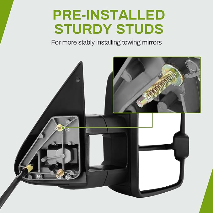 AUTOSAVER88 Towing Mirror Compatible with 2003-2006 Silverado Sierra 1500 2500 HD 3500 HD Tahoe Yukon, Power Heated Switchback LED Turn Signal Running Light (Black inside) Manual Telescoping Folding