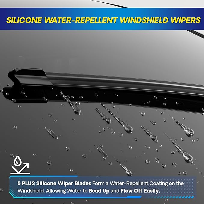 5 PLUS® Silicone Windshield Wipers Replacement for 2017 2018 2019 2020 2021 2022 Kia Niro Wiper Blades(Set of 3),Automotive Replacement Windshield Wiper Blades For My Car-26"/16"/12"