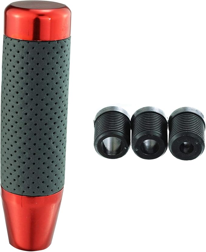 Abfer Weighted Shift Knob Leather Car Gear Stick Shifter Handle Adapter Short Shifting Lever Knobs for Most Vehicle Trucks, Red
