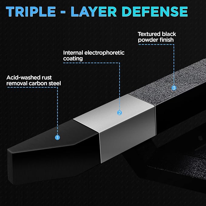 PZ Crew Cab Drop Down Side Steps Running Boards Compatible with 2015-2025 Chevy Colorado, Black Heavy Duty Carbon Steel Truck Step Rails Nerf Bars