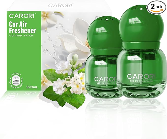 Car Air Freshener Vent Clip, Car Fresheners Long Lasting Scent (13ml x 2 Pack), Up to 180 Days, Air Freshener Deodorizer Odor Eliminator for Auto - Gardenia Perfume
