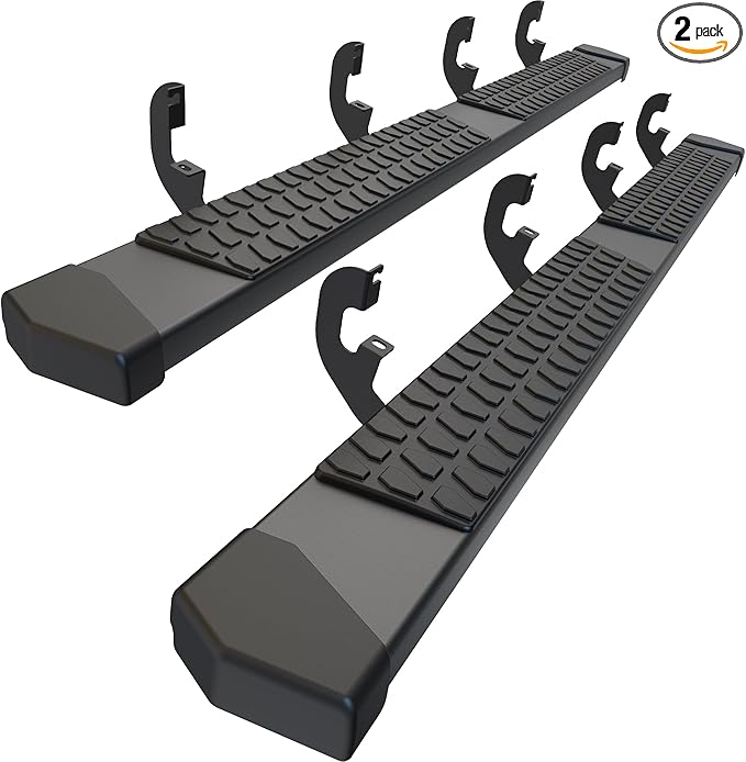 Crew Cab Running Boards Side Steps Compatible with 2019-2025 Chevy Silverado & GMC Sierra 1500 (Excl 2019 Ld/Lt), 2020-2025 2500 HD 3500 HD, Black Textured Aluminum Nerf Bars