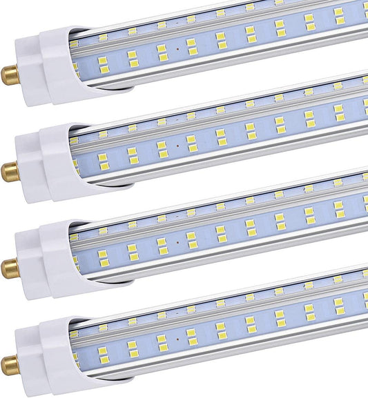 20 Pack, 8 Foot LED Bulbs, 150W 19000lm 6000K, Super Bright, T8 T10 T12 LED Tube Lights, 4 Rows V Shape, FA8 Single Pin LED Lights, Clear Cover, 8 Foot LED Bulbs to Replace Fluorescent Light Bulbs