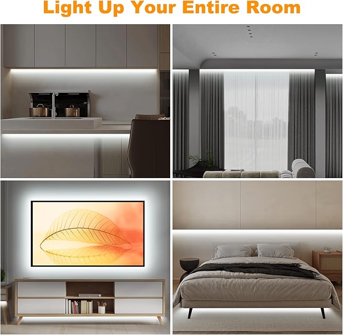 16.4ft 6500K WiFi COB Led Strip Light with App and Remote, Compatible with Alexa and Google, Dimmable Cool White Indoor COB Led Lights for Stair, Kitchen, Cabinet