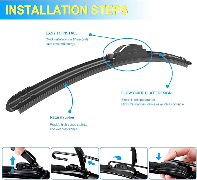 CJPPPZIW® Windshield Wipers-16"+16"+12" Replacement for 2018 2019 2020 2021 2022 2023 2024 Jeep Wrangler Premium All-Season Front and Rear Wiper Blades,Original Factory Quality(Pack of 3)