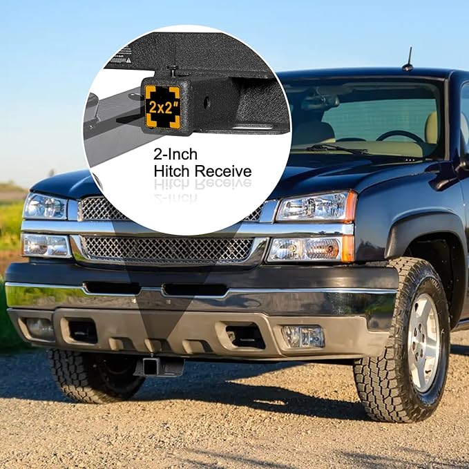 GNG Class 3 Trailer Hitch,2 inch Hitch Receiver,Compatible with Chevrolet Silverado, Suburban, GMC Sierra, Yukon XL, Fascia Trimming Textured Towing Hitch,Steel,Black