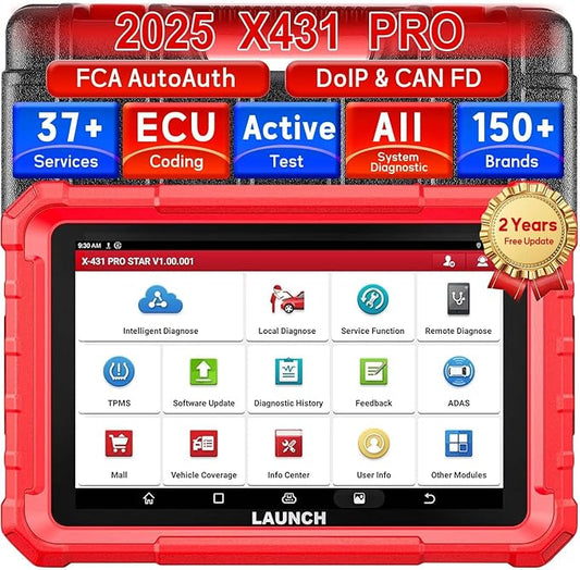 Launch X431 PRO Star OBDII Scanner, All System Diagnostics, ECU Coding, 37+ Services, Full Bi-Directional Scan Tool, FCA SGW, CAN FD/DoIP, Quick Guide, 2 Years Fr-ee Update, Android 10.0