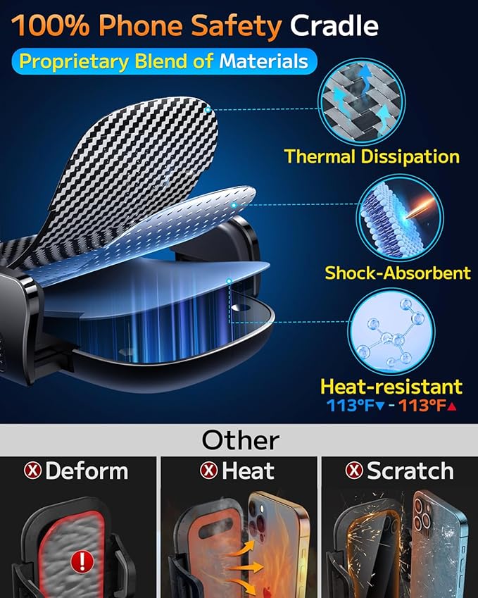 Qifutan Phone Holders for Your Car with Military-Grade Suction Phone Stand for Car [Super Stable] Automobile Car Mount for iPhone Universal Car Dashboard Windshield Mount Fit iPhone Smartphones