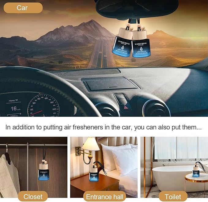 Car Air Freshener Hanging 2 Pack Car Air Fresheners Diffuser - Saffron Amber Fragrance Oil Air Diffuser for Car, 45+ days Long Lasting Fragrance, Two 0.27 FL OZ/8ML Made in USA Car Air Fresheners