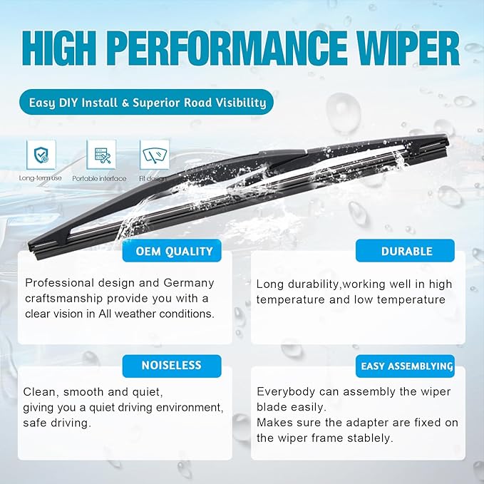 VTOGOI Original Factory Quality Rear Windshield Wiper Blades Replacement For Acura MDX 2007-2013,BMW X5 2014-2018,Easy To Install 12"(Pack of 1)
