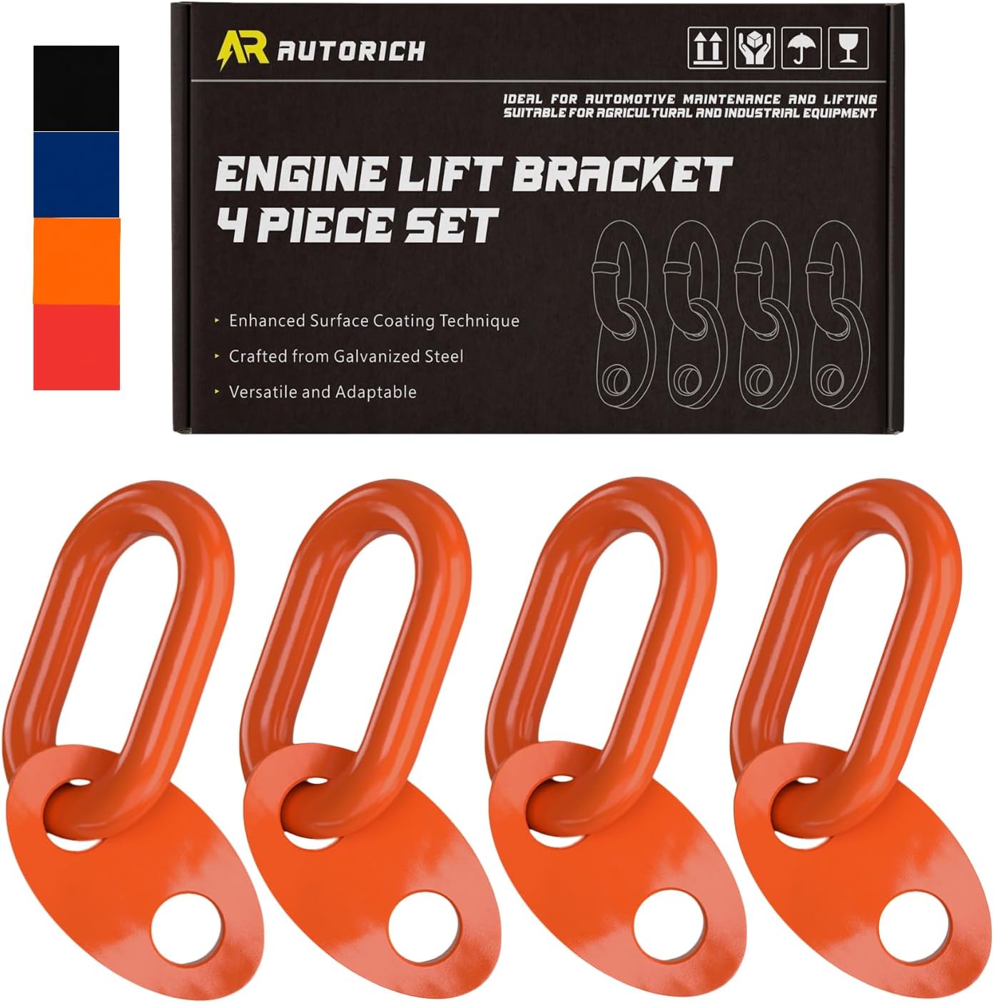 7100 Lifting Bracket Set for Engine - 4 Heavy-Duty Engine Lift Bracket 5500 Lb Capacity, Engine Support Bar for Lifting Slings and Load Levelers, Orange