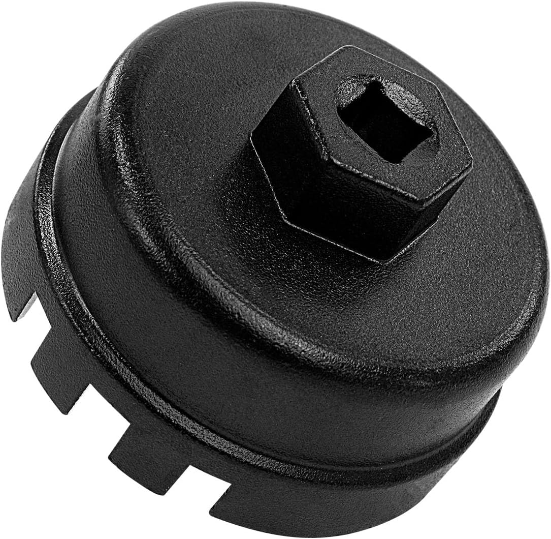 Heavy Duty Oil Filter Cap Removal Tool, 64mm 14 Flute Oil Filter Wrench, Compatible with Toyota, Lexus, Highlander (2.5L-5.7L Engines)