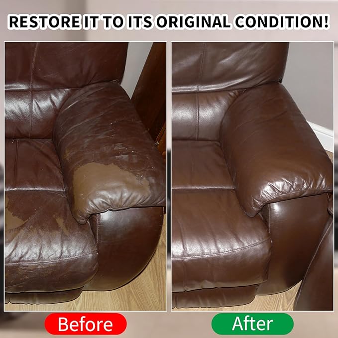 Leather Recoloring Balm,8.5oz Leather Color Restorer,Medium Brown Leather Repair kit for Furniture and Car Interior,Leather Couch Scratch Repair,Leather Dye Paint for Faded,Cracked and Damaged Leather