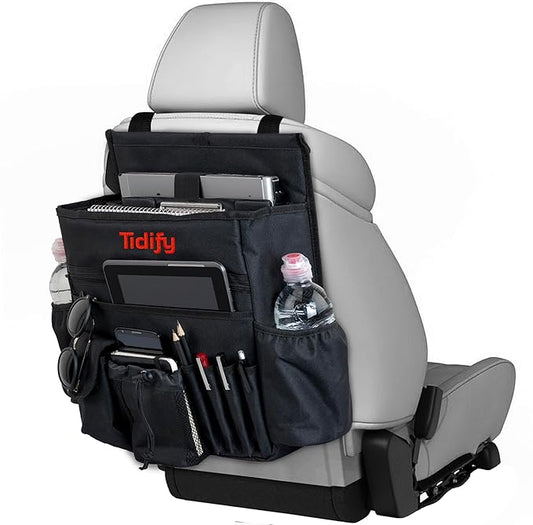 Tidify Back Seat Car Organizer with Dedicated Tablet and Laptop Storage Stabilizing Side Straps Soft Adjustable Shoulder Strap and Hardened Buckles Your Office Away from Office