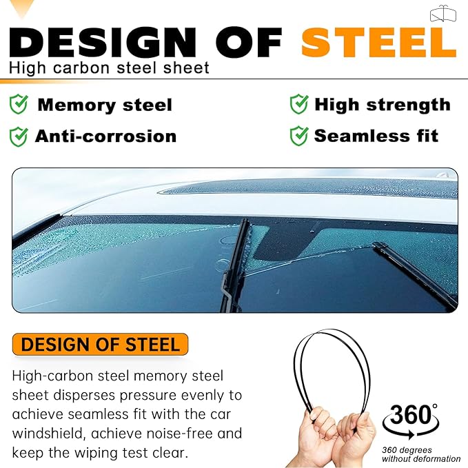 AUTOBOO 28" and 17" Windshield Wipers Blades (Pack Of 2),OEM Quality Premium All-Seasons Wiper blades,Stable and Quiet Armor wiper blades