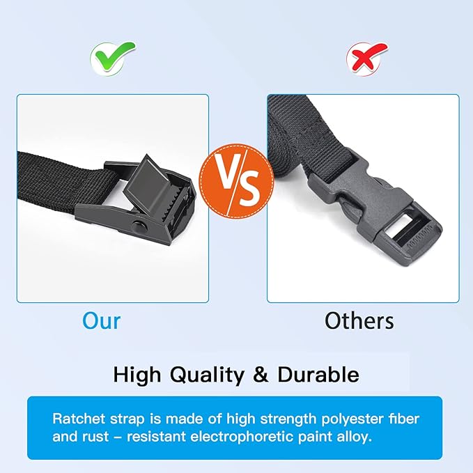 Tie Down Straps 4 Pcs Lashing Strap 8.2' x 1" Adjustable Heavy Duty Cam Buckle Cinch Straps for Cargo, Trucks, Luggage, Trailer, Motorcycle (Black)