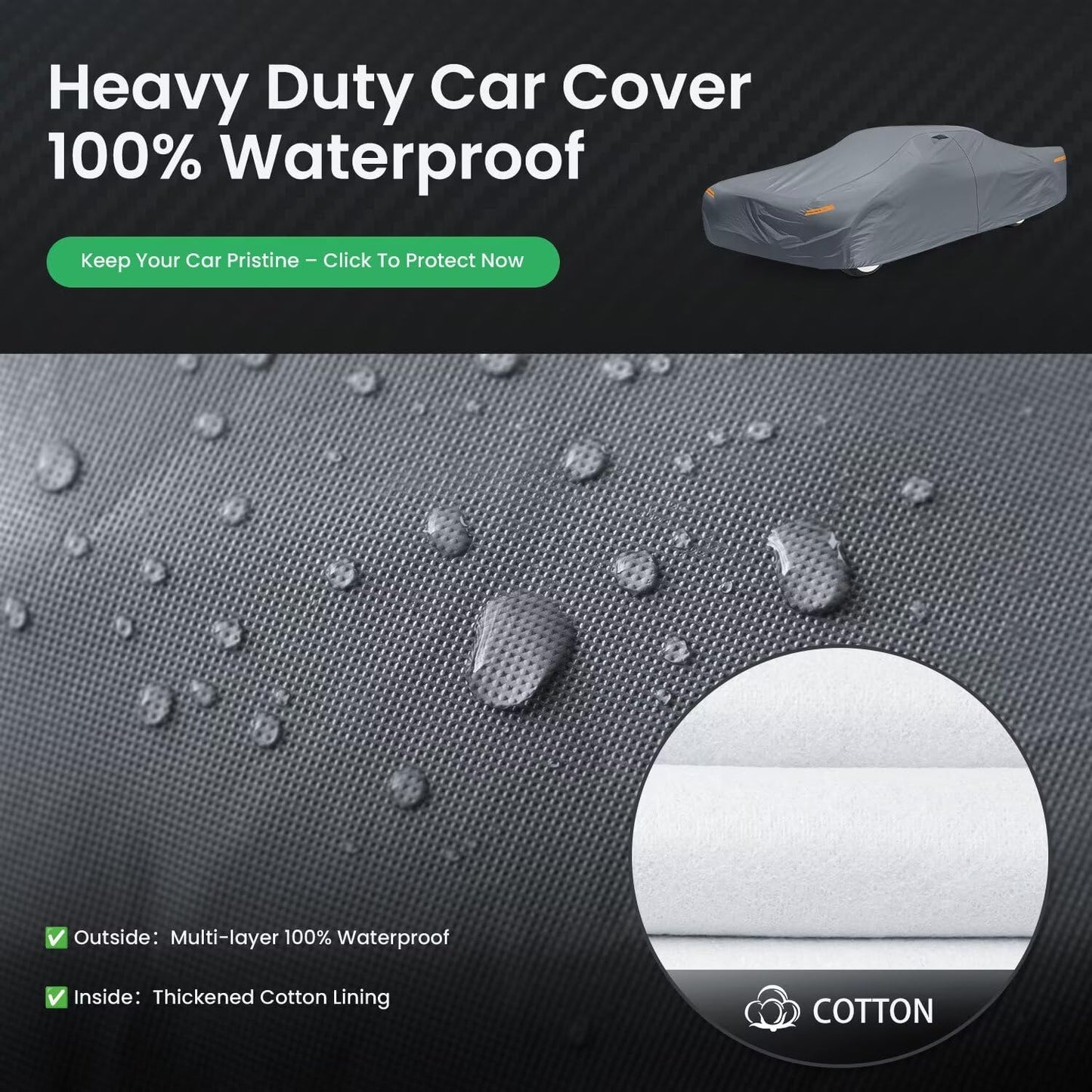Waterproof Mercury Monterey(2004-2006) Car Cover with Breathable Vents, [2025 Upgrade] Premium Covers with Cotton Liner and Zipper Door, Sun Rain Snow Dust Uv Protection.(Gift with Towel)