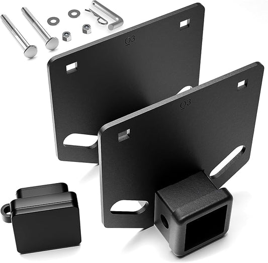 RV Bumper 2 inch Trailer Hitch Receiver Fits 4" x 4" Square Rear Bumper Beams, 3500 LBS Capacity Tow Towing Hitch Adapter Openning for Bike Racks Ball Mounts Cargo Carrier RV Tire Carrier