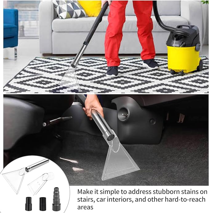 Shop Vac Extractor Attachments with 2-1/2" & 1-7/8" & 1-1/4" Three Adapters Auto Detailing Vacuum Head Extraction Wet Dry Vacuum Vac Extractor Attachment for Upholstery Carpet Car Detailing