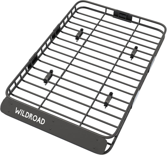 WILDROAD Roof Rack Cargo Basket, Upgraded 4” Fence Car Roof Basket with Extension, 64"x 39"x 4" Universal Car Top Luggage Holder Carrier Basket Fits for SUV Truck Cars