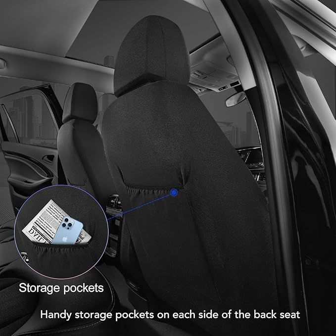 Road Comforts Car Seat Cover, Leather Seat Cover Full Set, Automotive Interior Seat Covers, Universal Fit for Most Cars, SUVs, Trucks, and Vans, Airbag Compatible (Blue)